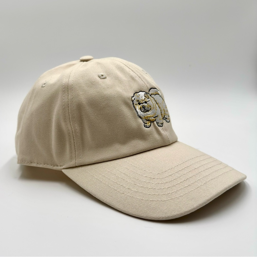 Beige Adjustable Baseball Cap Hat with Chow Chow Dog Embroidery for Men & Women - Picture 3 of 8